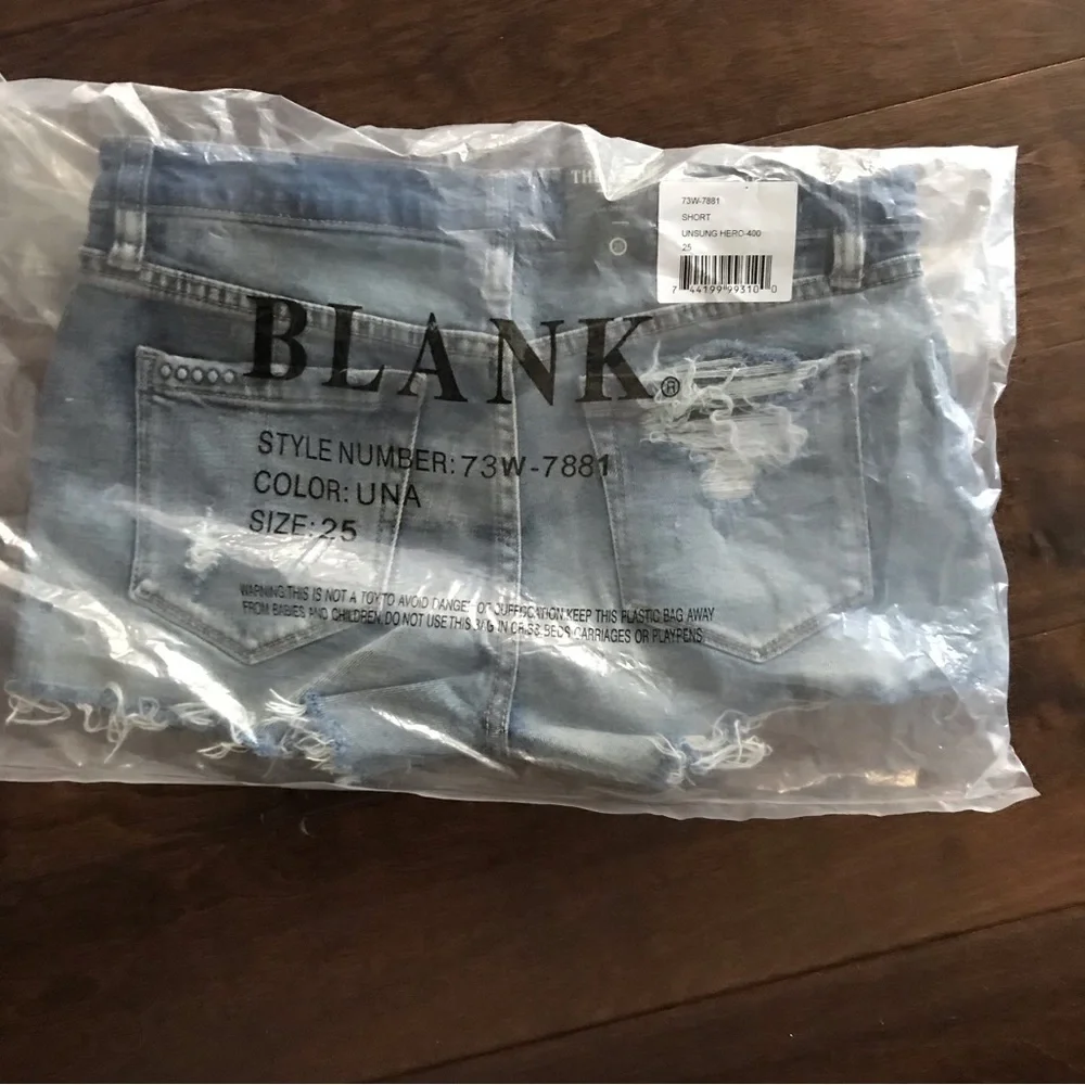 Blank NYC Light Blue Distressed Denim Jean Shorts - Picture 2 of 4